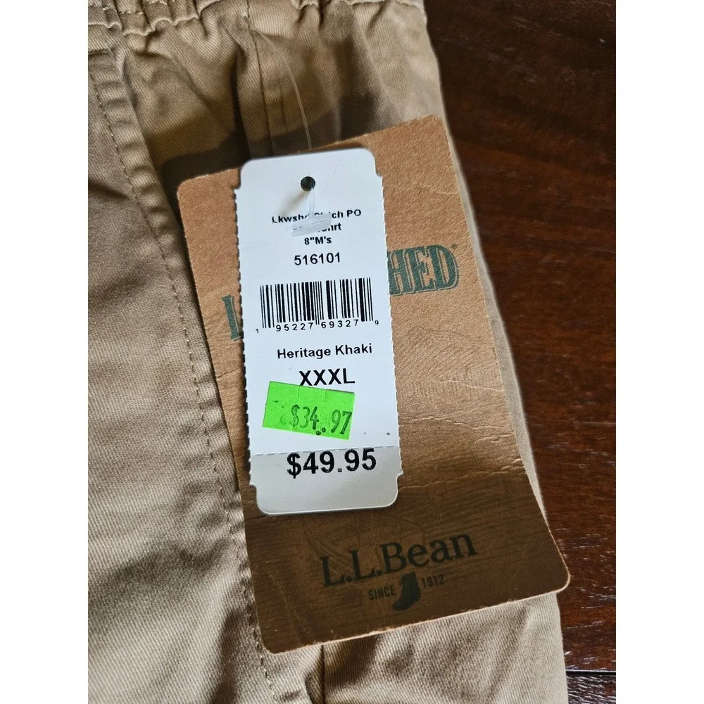 L.L. Bean Lakewashed Stretch Shorts Mens XXXL Heritage Khaki 8in Inseam NWT